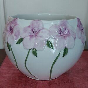 Safaril Hand Made/Hand Painted Floral Design Bowl/Planter - Made in Portugal